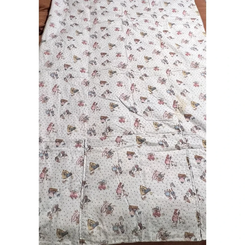 Vintage Mother Goose Nursery Rhyme Baby Quilt Crib Blanket Throw 66X41 Patchwork